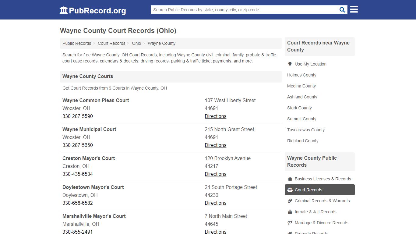 Free Wayne County Court Records (Ohio Court Records)